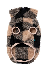 Checkered Teddy Sweater - Black/Beige