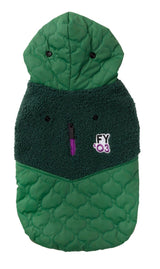 Warm green quilted fabric and fleece hoodie for dogs