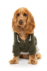 Two Tone Teddy Hoodie - Moss/Grey