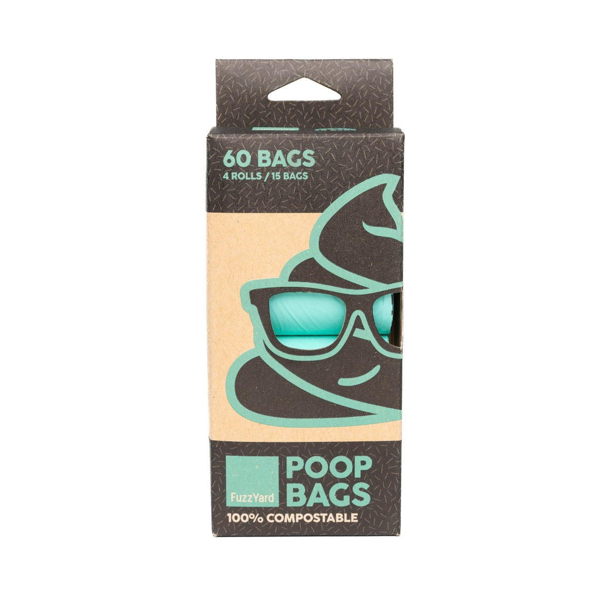 BPI-Certified Compostable Poop Bags - 4 Rolls Per Box (60 Bags) by FuzzYard